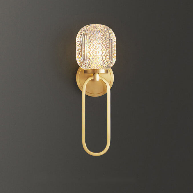 Modern Luxury Crystal Brass Hanging Ring 1-Light Wall Sconce Lamp