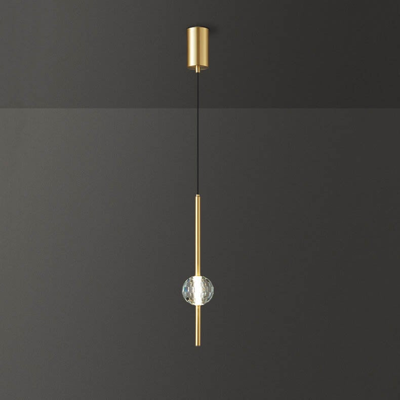 Modern Simple Copper Glass Ball Tube 1/2 Light Pendant Light