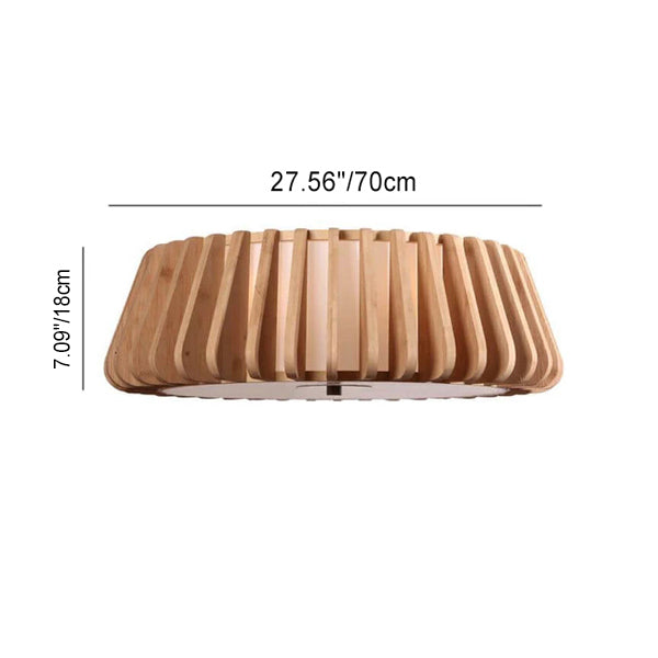 Contemporary Nordic Solid Wood Round Shape 3/4/5 Light Ceiling Light For Living Room