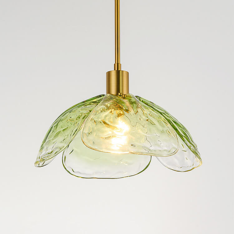 Modern Flower Petal Stained Glass 1-Light Pendant Light