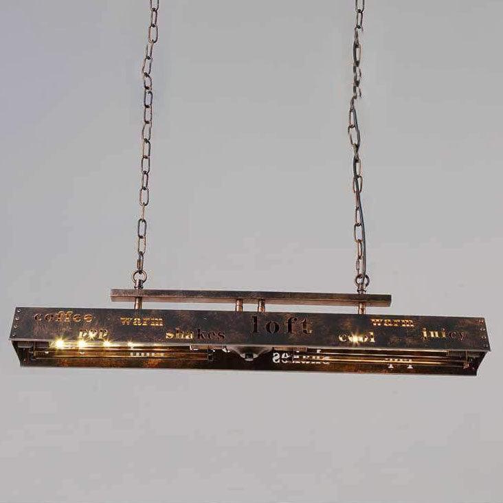 Industrial Vintage Iron Rectangular 2-Light Chandelier