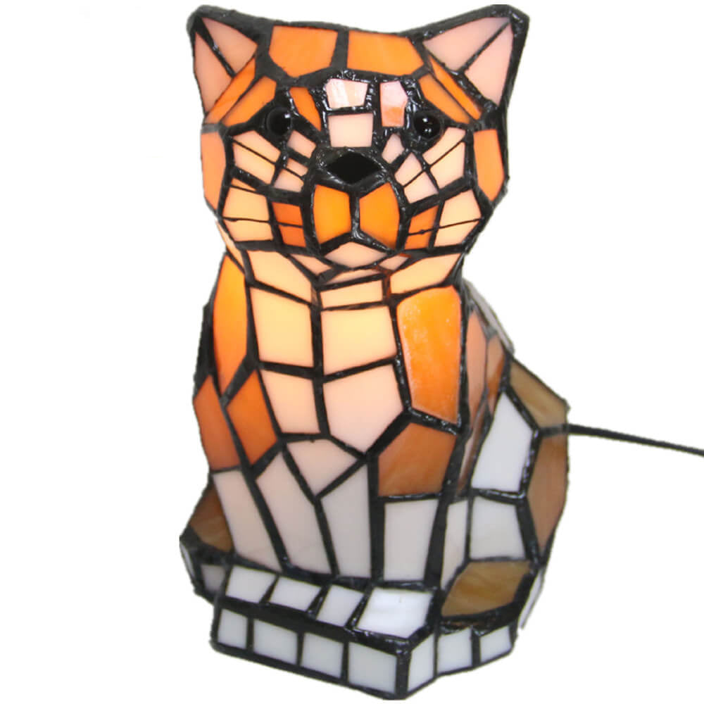 Tiffany Creative Cats /Dogs Stained Glass 1-Light Night Light Table Lamp