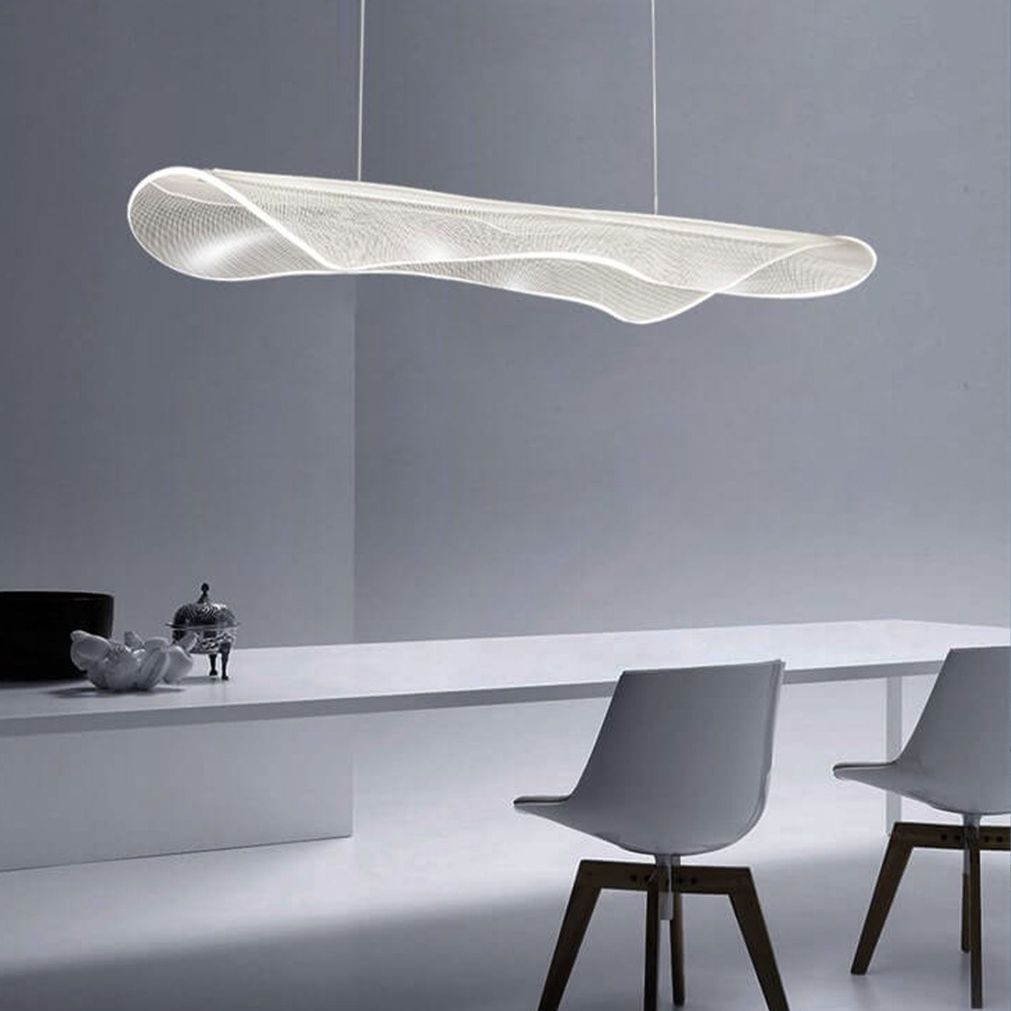 ثريا LED بتصميم أوراق طويلة من الأكريليك بتصميم جزيرة بإضاءة عصرية فاخرة