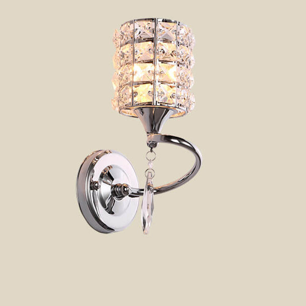 Modern Luxury Crystal Cylindrical Square 1-Light Wall Sconce Lamp