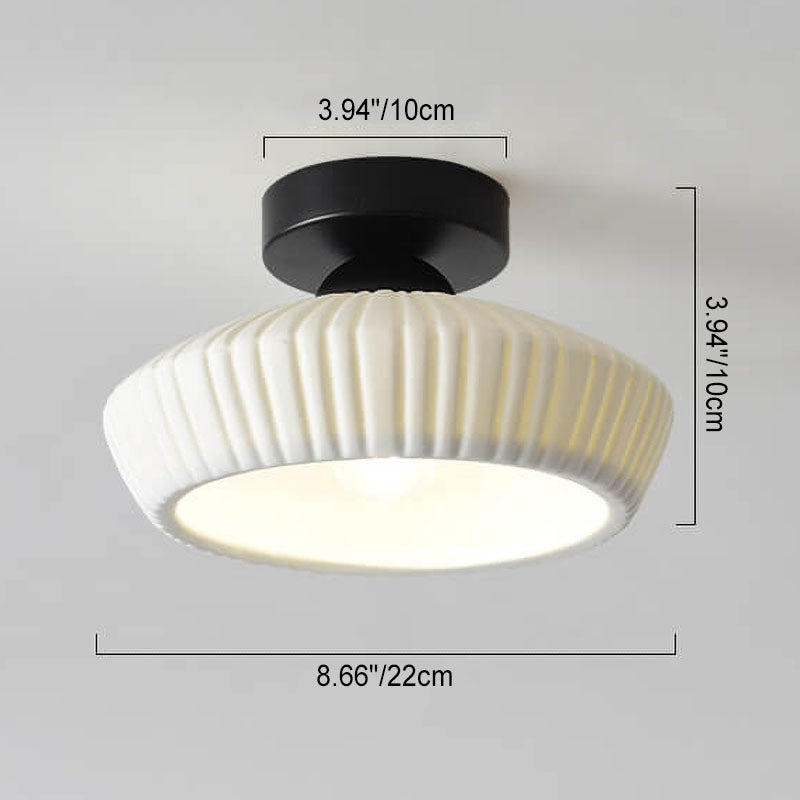 Nordic Minimal Textured Ceramic Cone Round 1-Light Semi-Flush Mount Ceiling Light