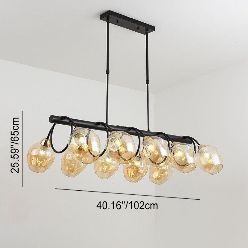 Nordic Light Luxury Gradient Glass Linear 6/8/10 Light Island Light Chandelier