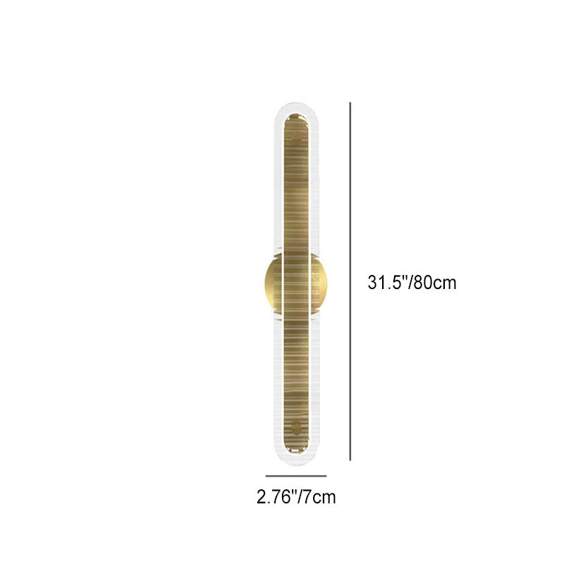 Modern Luxury Long Strip Copper Glass LED Wall Sconce Lamp