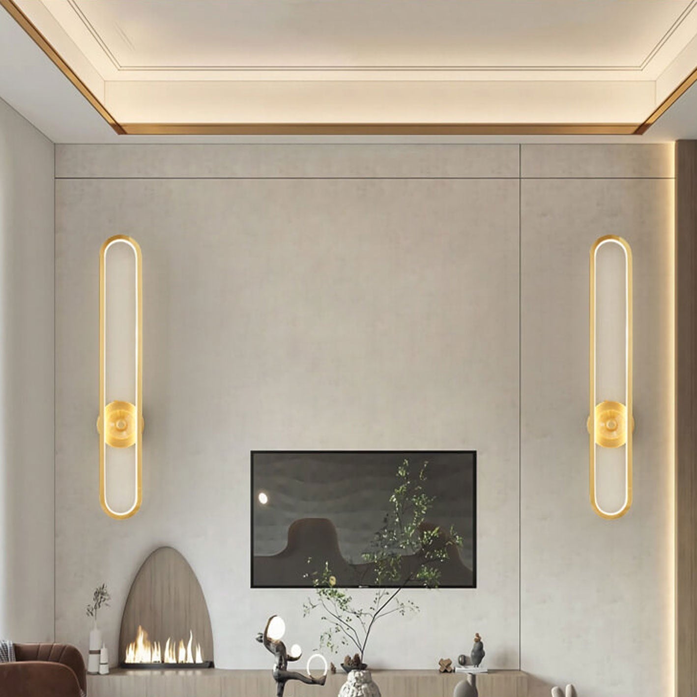 مصباح حائط LED فاخر من Nordic Light مزود بحلقة طويلة من النحاس بالكامل