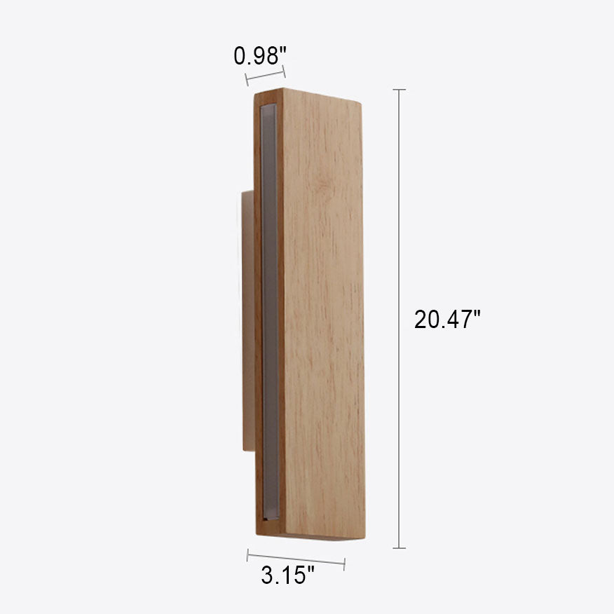 Japanese Minimalist Log Rectangular Flat Rotatable LED Wall Sconce Lamp