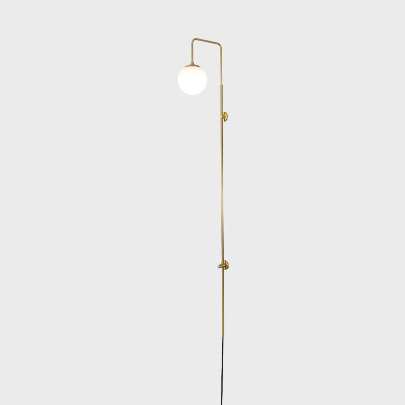 Modern Simplicity Glass Shade Full Copper Long Bar 1-Light Wall Sconce Lamp