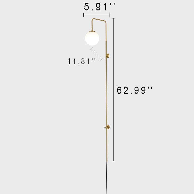 Modern Simplicity Glass Shade Full Copper Long Bar 1-Light Wall Sconce Lamp