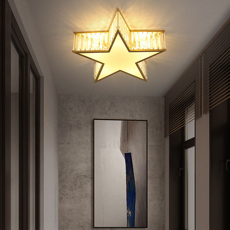 Modern Luxury Crystal Gold Geometric Shape 4/5 Light Semi- Flush Mount Ceiling Light
