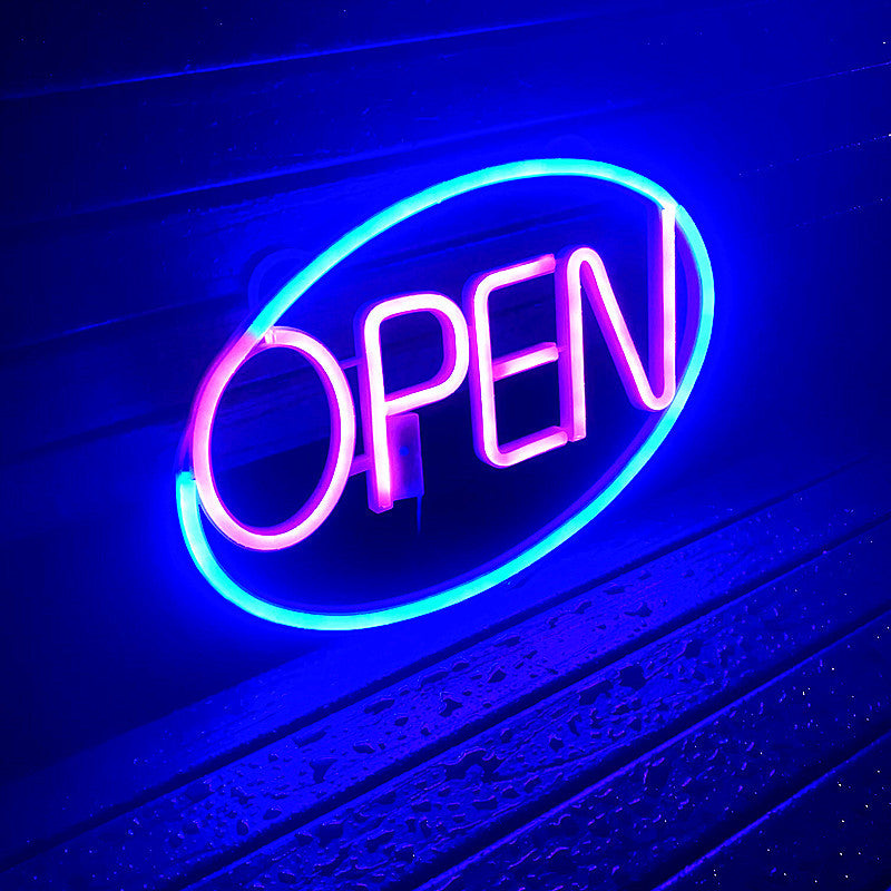 Modern Art Deco Waterproof PS OPEN LED Outdoor Hanging Neon Wall Sconce Lamp For Dining Room