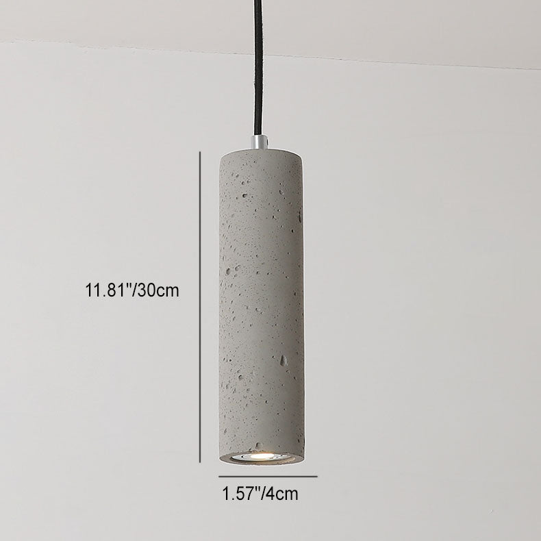 Contemporary Industrial Cylindrical Rough Texture Cement 1-Light Pendant Light For Living Room