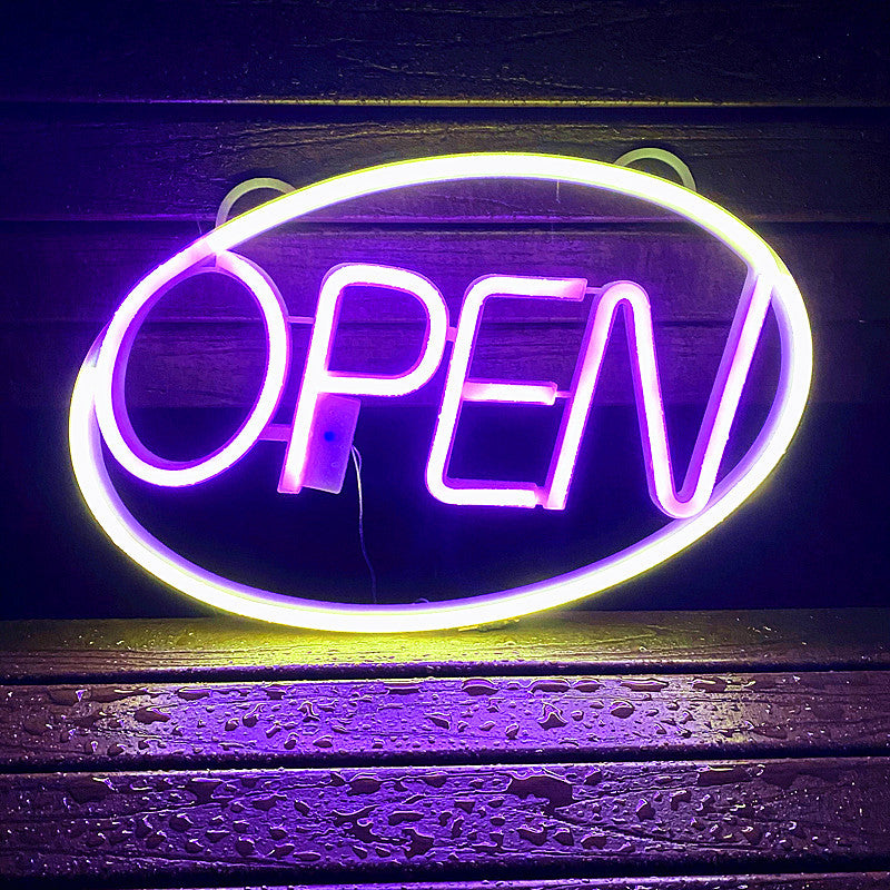 Modern Art Deco Waterproof PS OPEN LED Outdoor Hanging Neon Wall Sconce Lamp For Dining Room