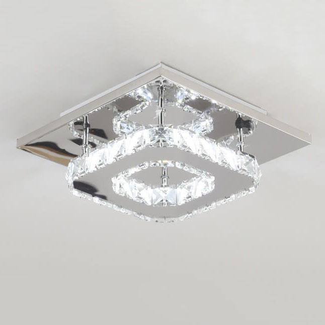 Minimalist Crystal Square LED Flush Mount Ceiling Light