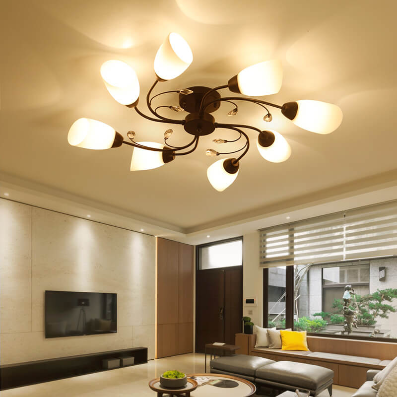 Modern Spiral Shape 8-Light Semi-Flush Mount Lighting