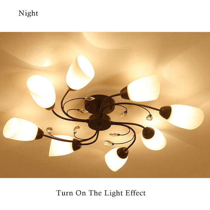 Modern Spiral Shape 8-Light Semi-Flush Mount Lighting