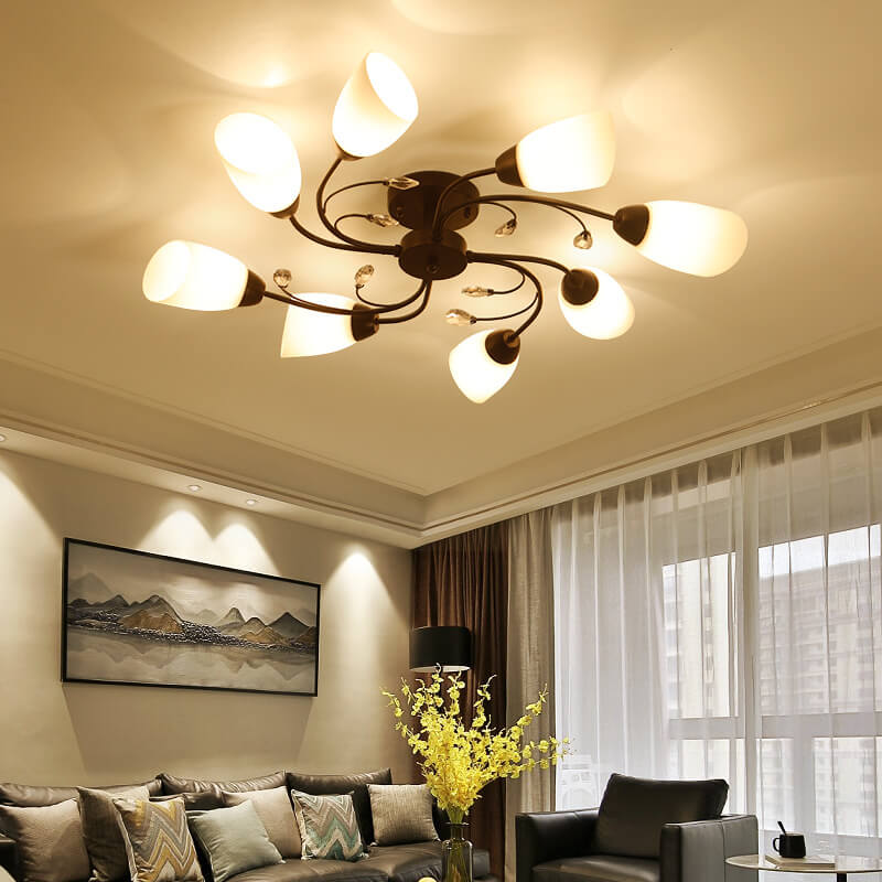 Modern Spiral Shape 8-Light Semi-Flush Mount Lighting