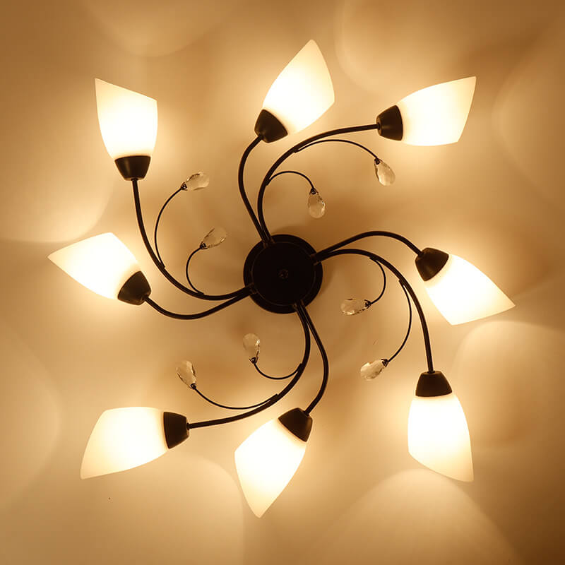 Modern Spiral Shape 8-Light Semi-Flush Mount Lighting