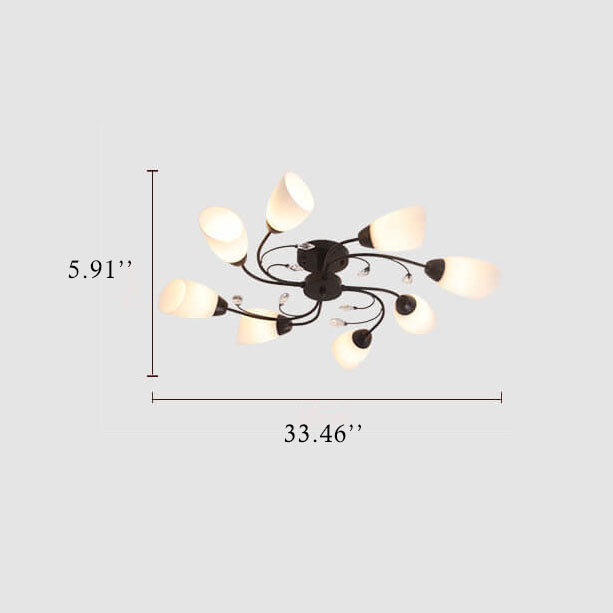 Modern Spiral Shape 8-Light Semi-Flush Mount Lighting