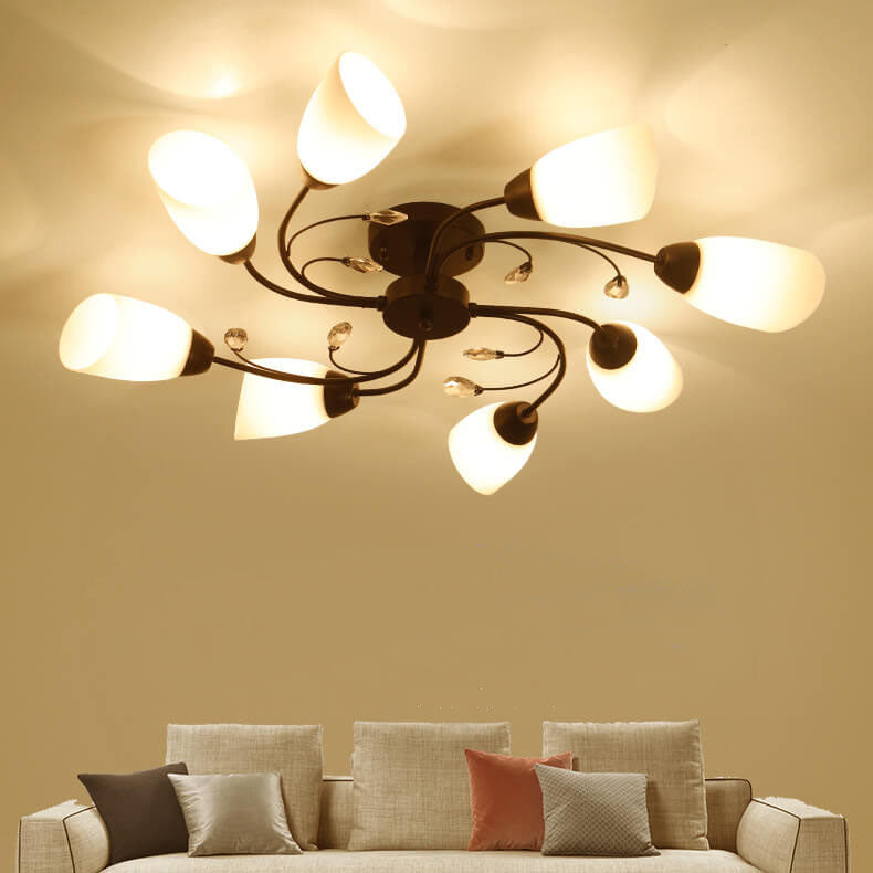 Modern Spiral Shape 8-Light Semi-Flush Mount Lighting