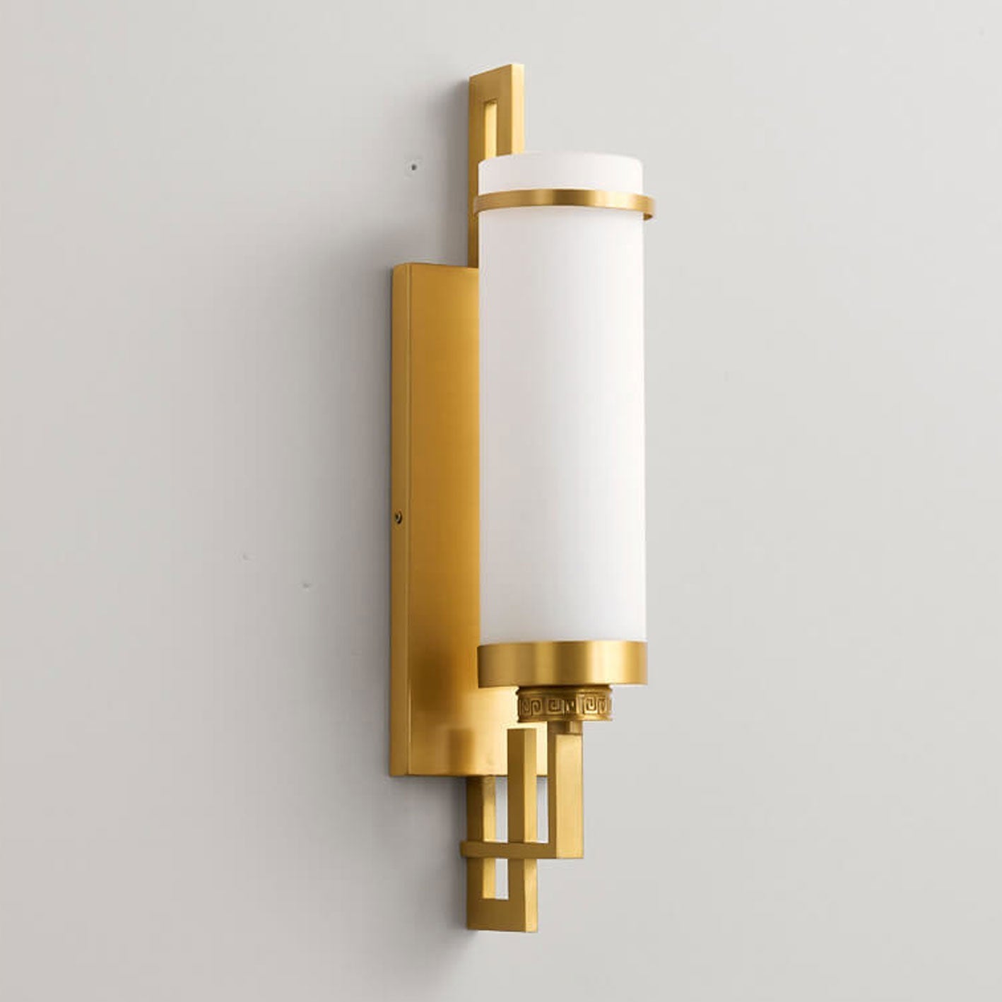 Modern Chinese Simple Glass Full Copper 1-Light Wall Sconce Lamp