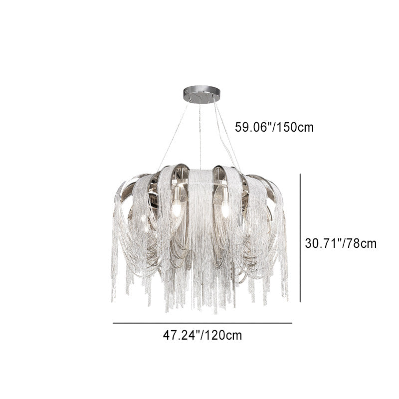 Modern Luxury Iron Aluminum Chain Tassel 6/8/10/12/15 Light Chandeliers For Hallway