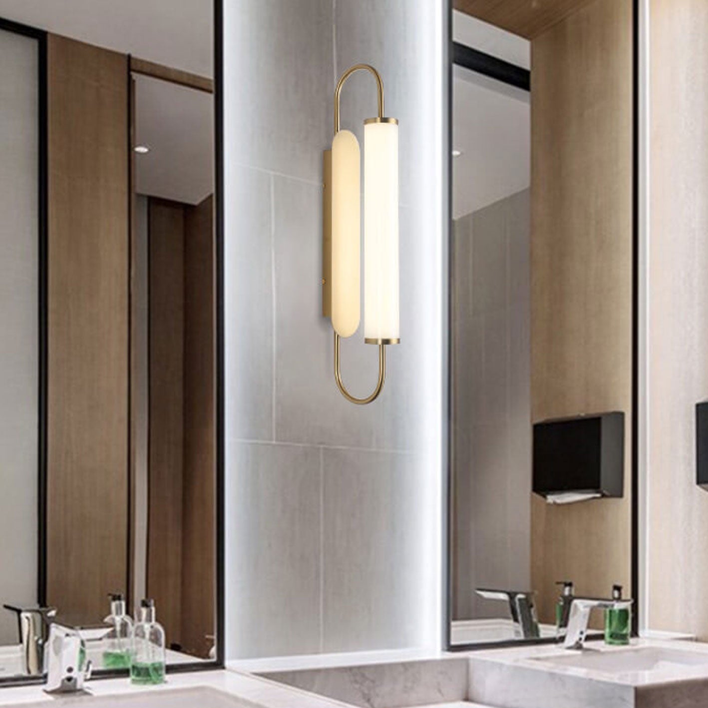 Modern Light Luxury Column Curved Arm LED Wall Sconce Lamp