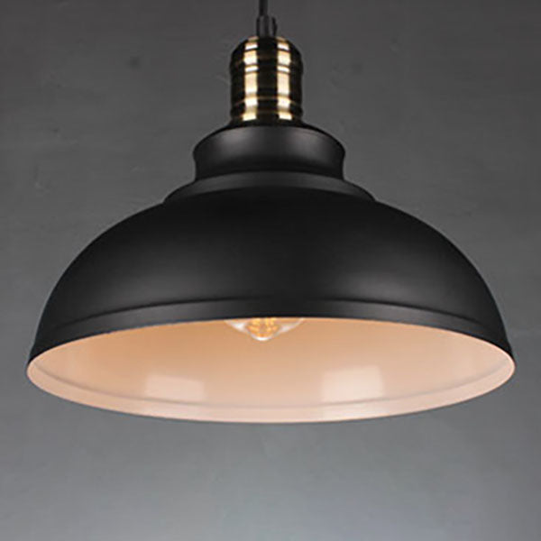 Industrial Simple Dome Round Pot Lid Iron 1-Light Pendant Light