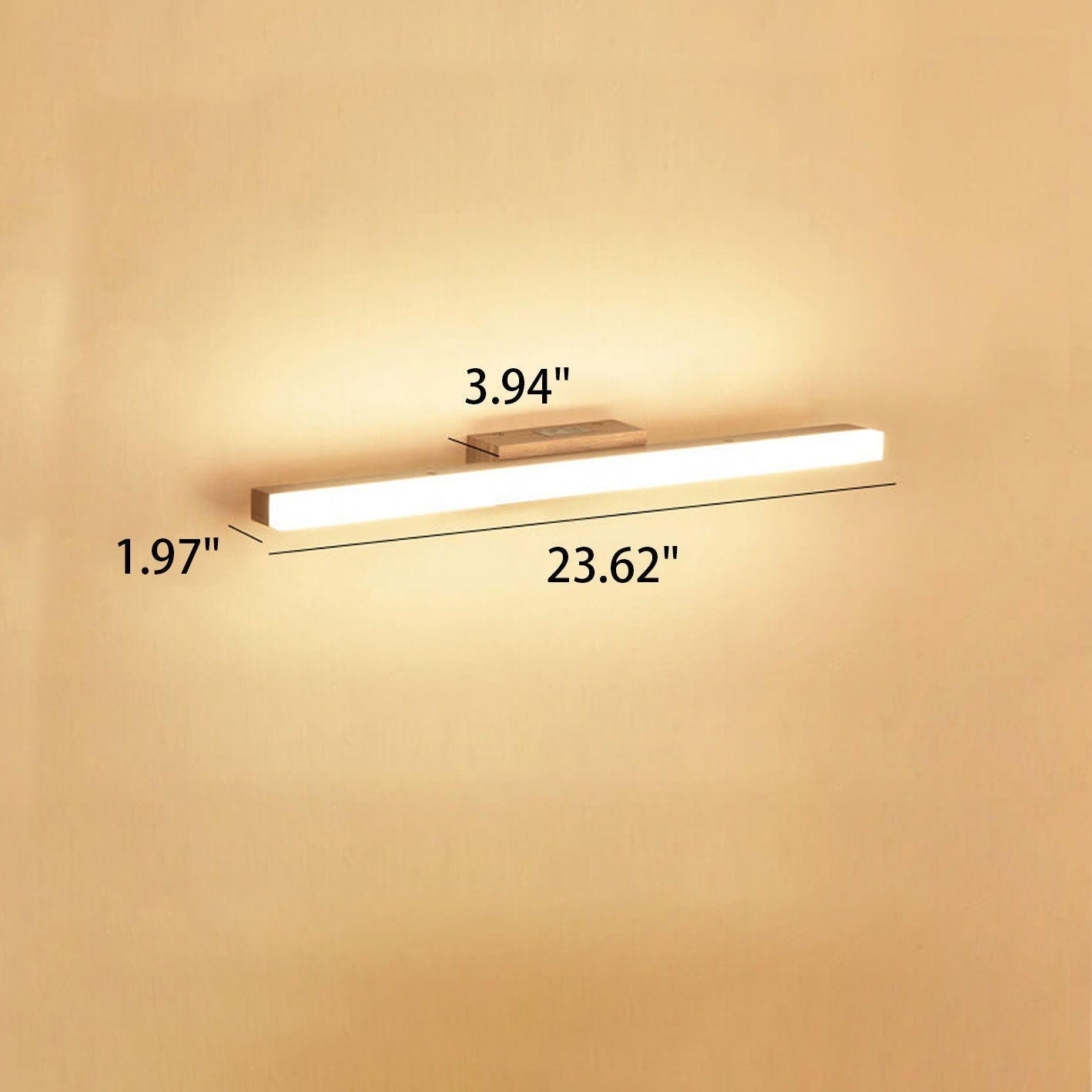 Nordic Minimalist Wooden Long Strip Vanity Light LED Wall Sconce Lamp