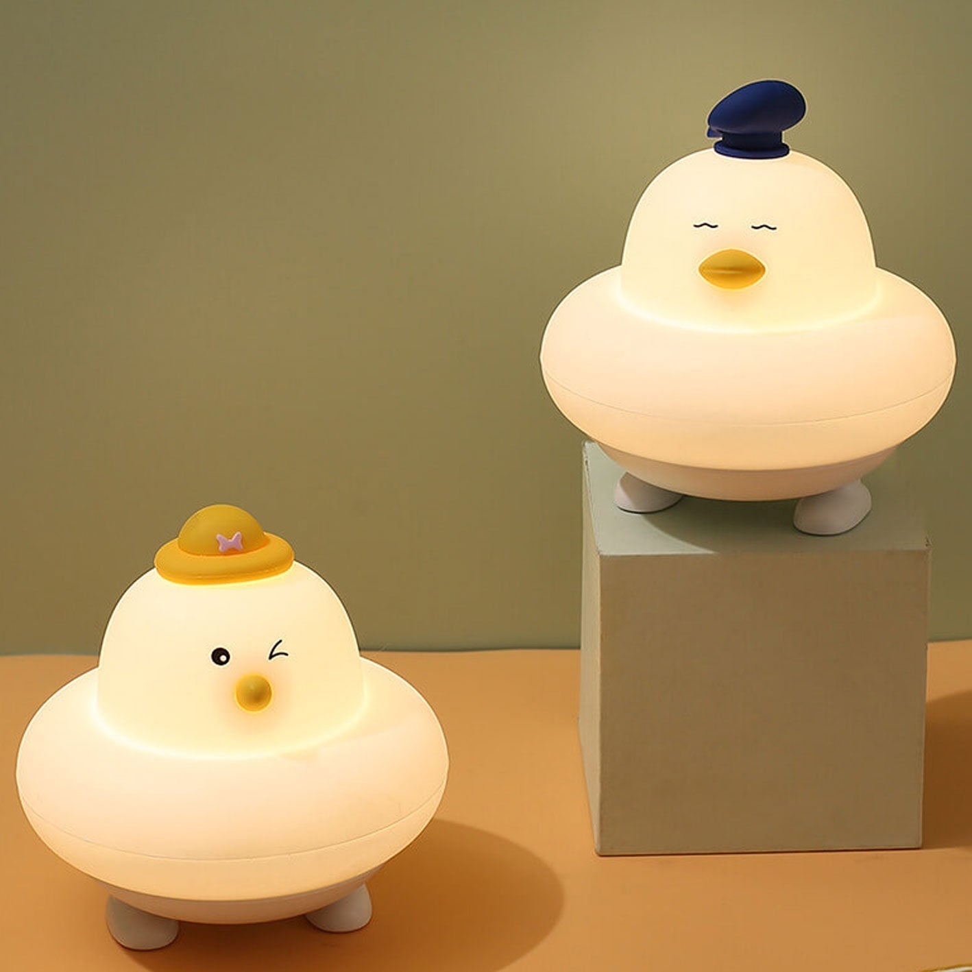 Funny Silicone Little Cute Chicken Pat Night Light LED Table Lamp