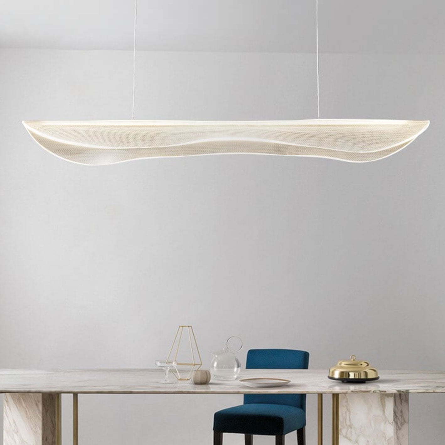 ثريا LED بتصميم أوراق طويلة من الأكريليك بتصميم جزيرة بإضاءة عصرية فاخرة
