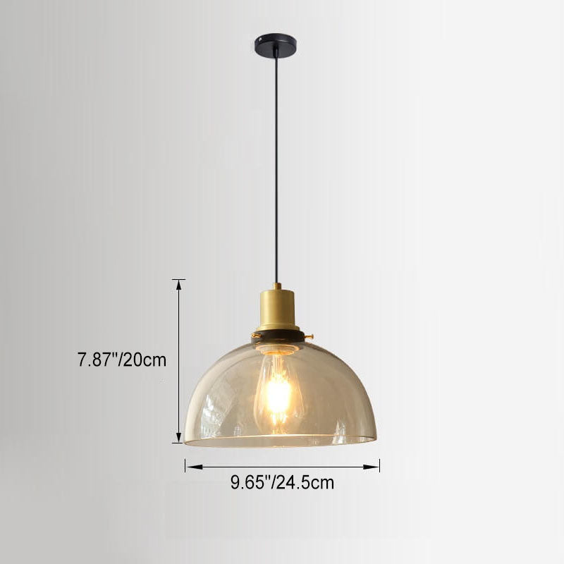 Vintage Minimalist Semi-Circular Cone Cup Iron Glass 1-Light Pendant Light