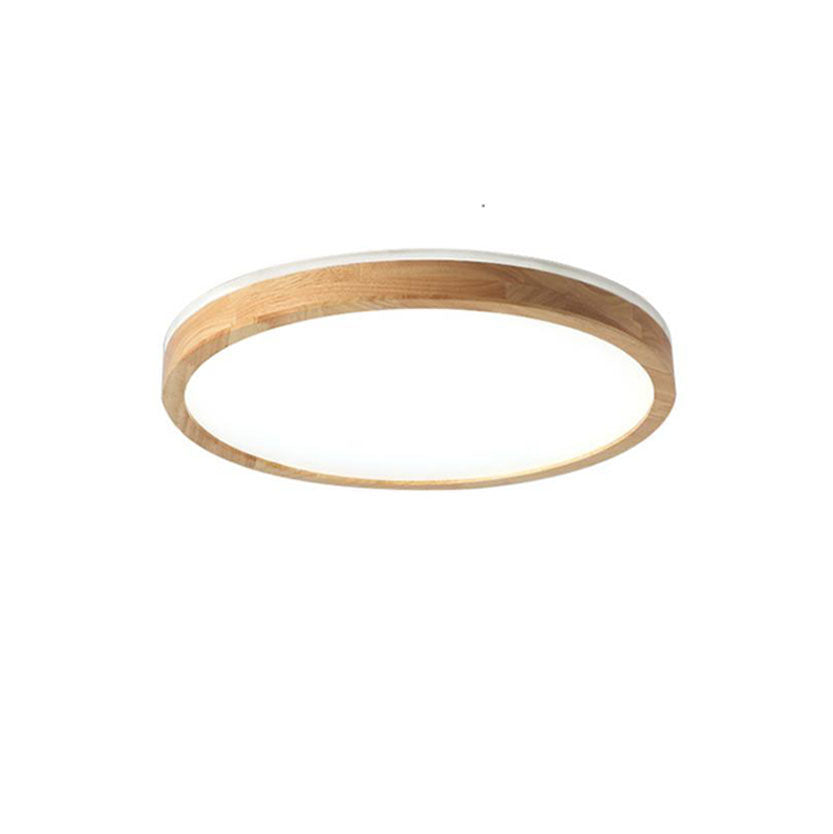 Japanese Minimalist Solid Wood LED Flush Mount Lighting