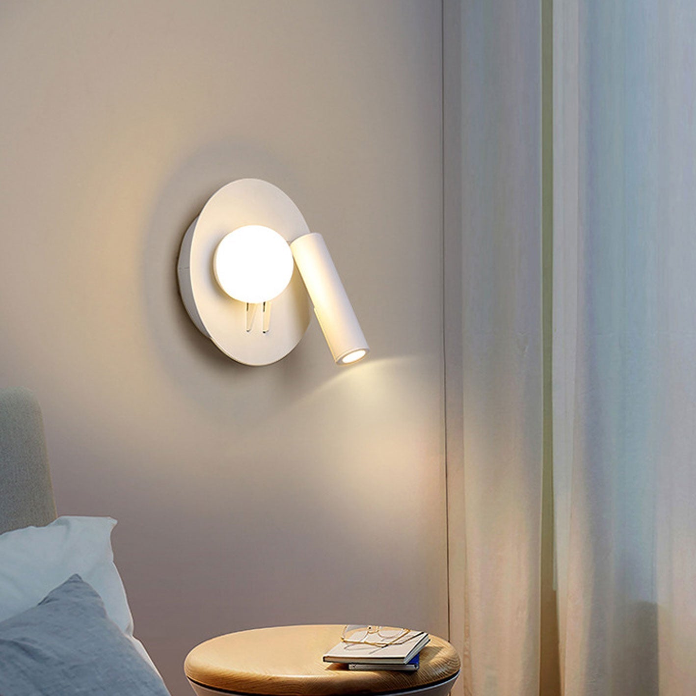 مصباح حائطي LED للقراءة مصنوع من الحديد الأكريليكي دائري/مربع بتصميم بسيط على الطراز الاسكندنافي
