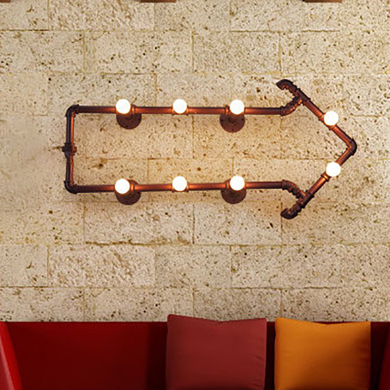 مصباح حائطي تقليدي عتيق على شكل رأس سهم من الحديد مع 8 مصابيح من الأكريليك لغرفة النوم