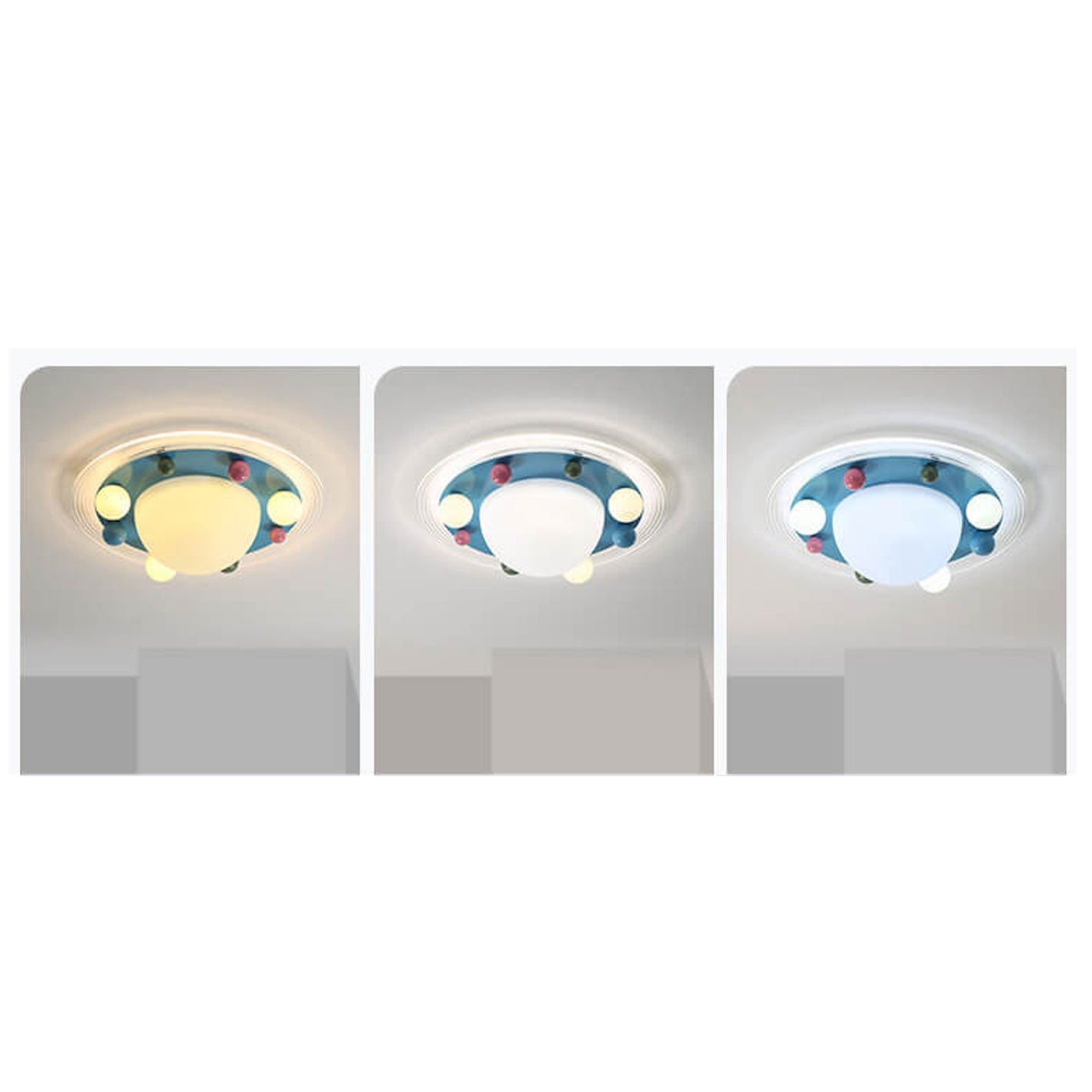 Cute Space Planet Macaron Color Children's LED Flush Mount Ceiling Light