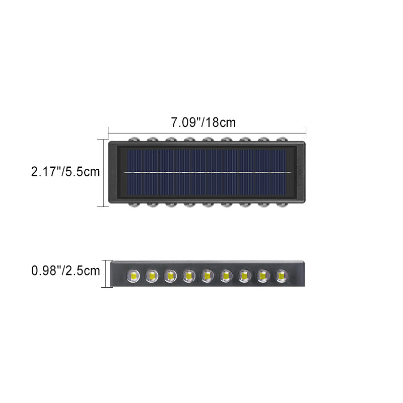 モダンでシンプルなソーラー防水長方形ABS PVC LED壁取り付け用燭台ランプ(屋外パティオ用)