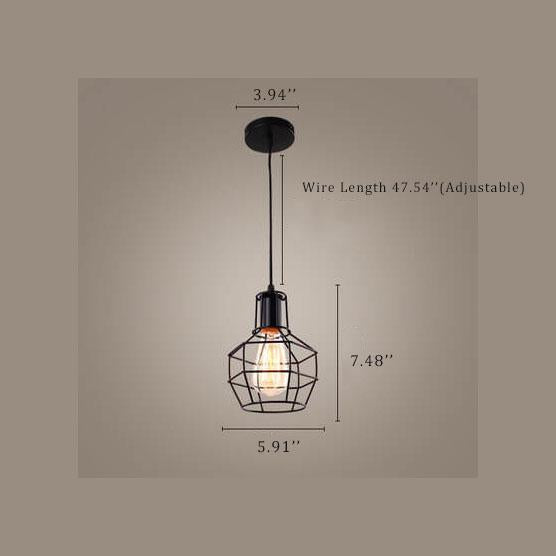 Wrought Iron Openwork 1-Light Vase Shade Pendant Light