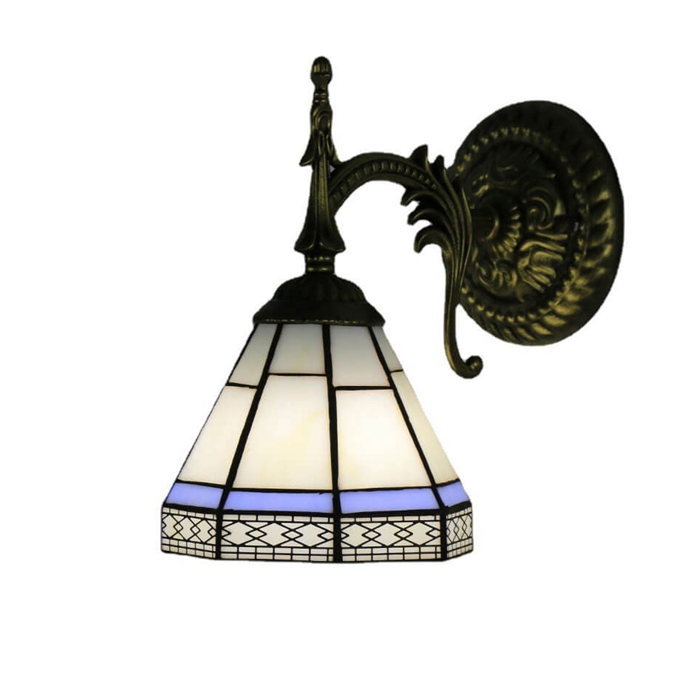 European Tiffany Square Stained Glass 1-Light Wall Sconce Lamp