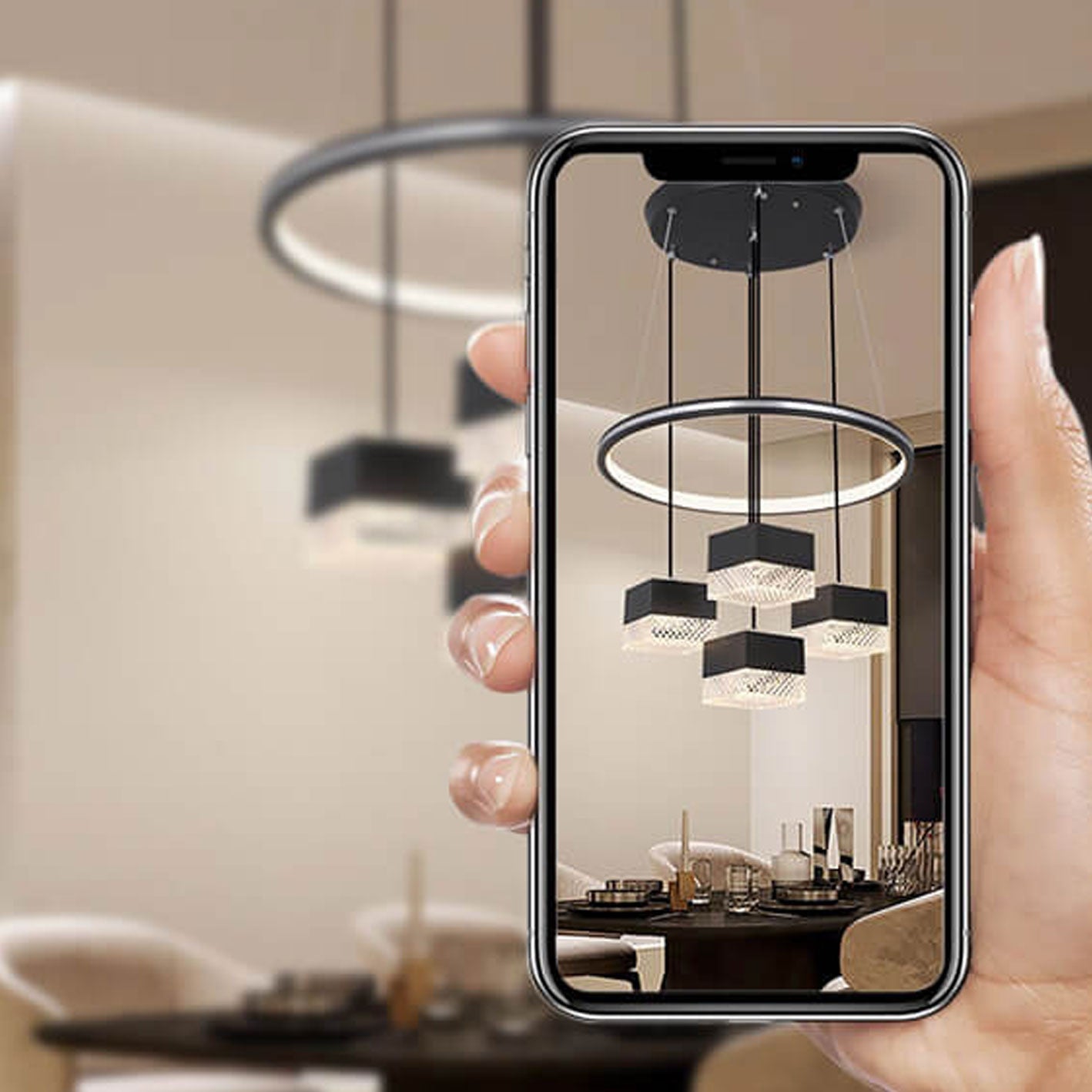 ثريا LED مربعة الشكل مصنوعة من الحديد المطاوع والألومنيوم بتصميم عصري بسيط