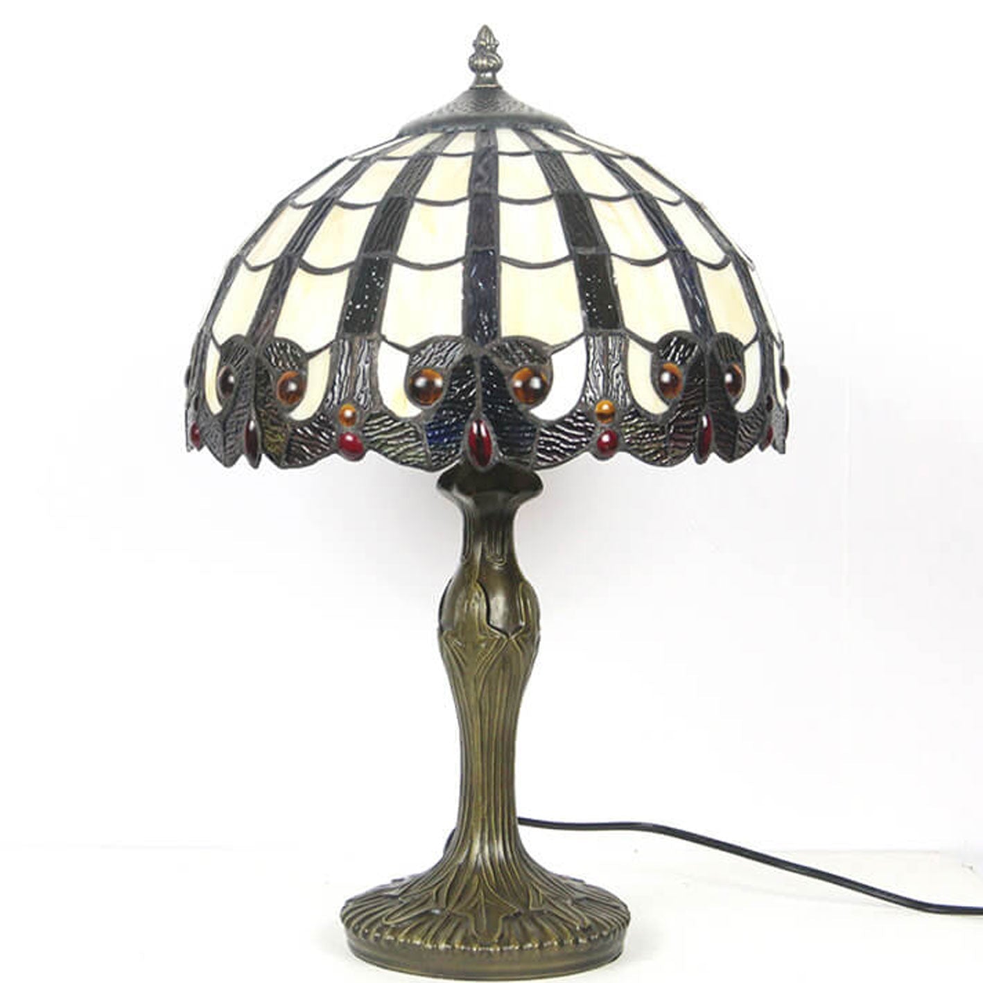 Vintage Tiffany Stained Glass Shade 1-Light Table Lamp