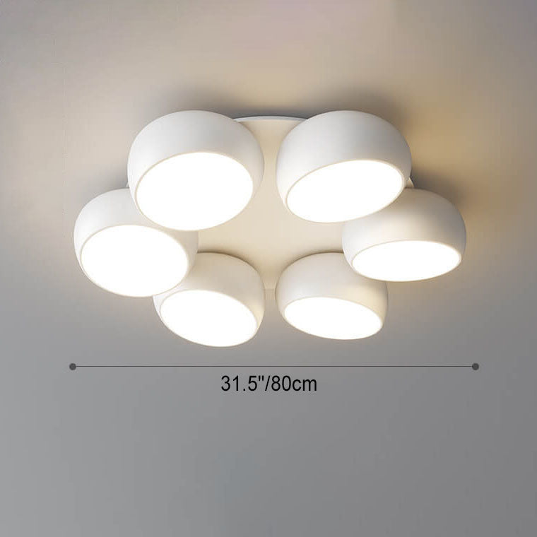 Scandinavian Modern Minimalist Iron Plastic Round LED Semi-Flush Mount Ceiling Light