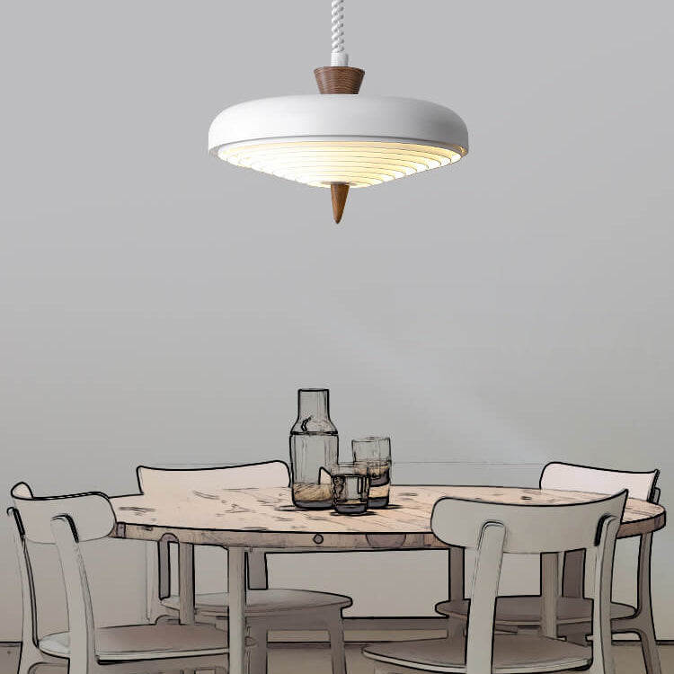 工業用鉄製和風ウォールナット引き込み式1灯ペンダントライト