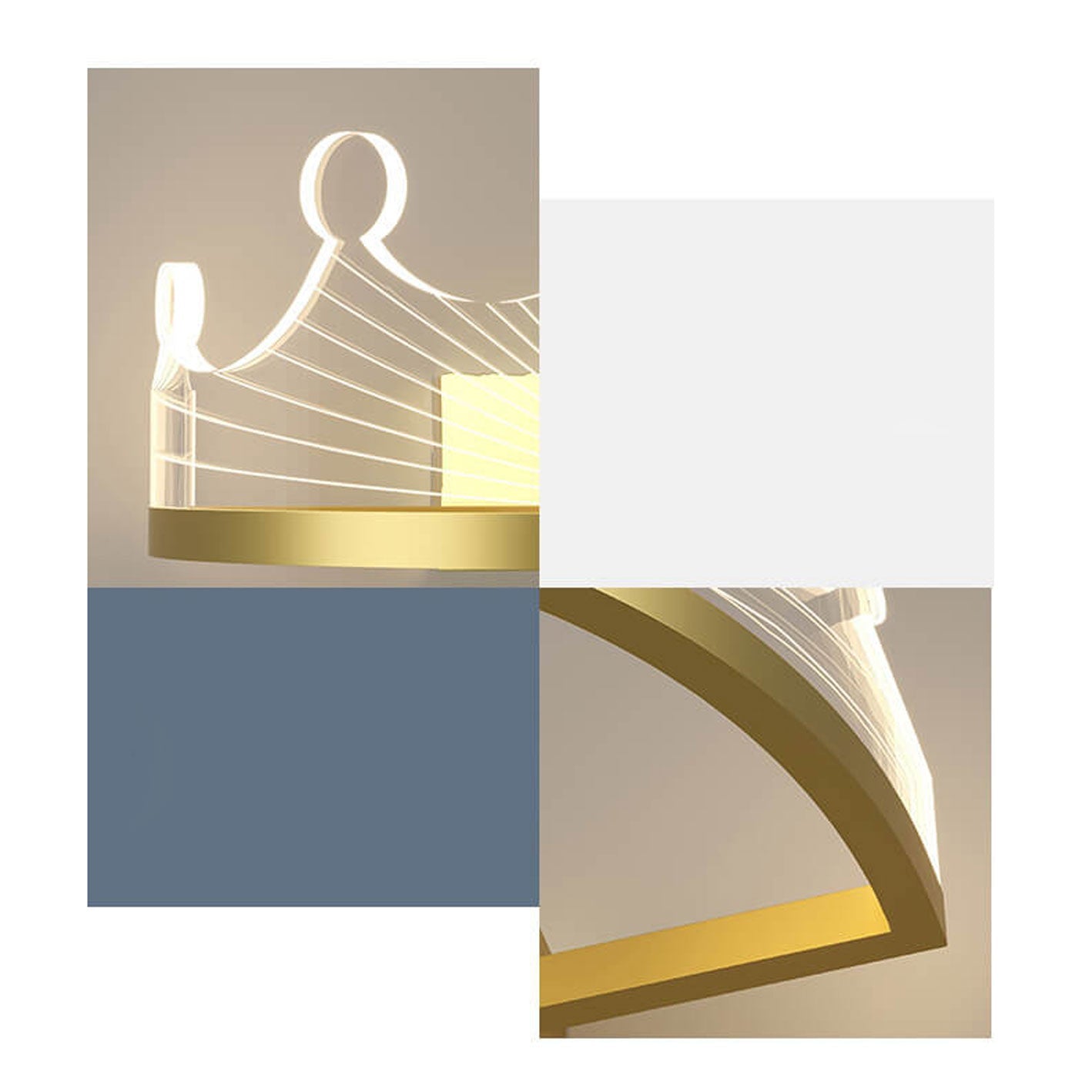 Nordic Light Luxury Crown Gold Iron Acrylic LED Wall Sconce Lamp