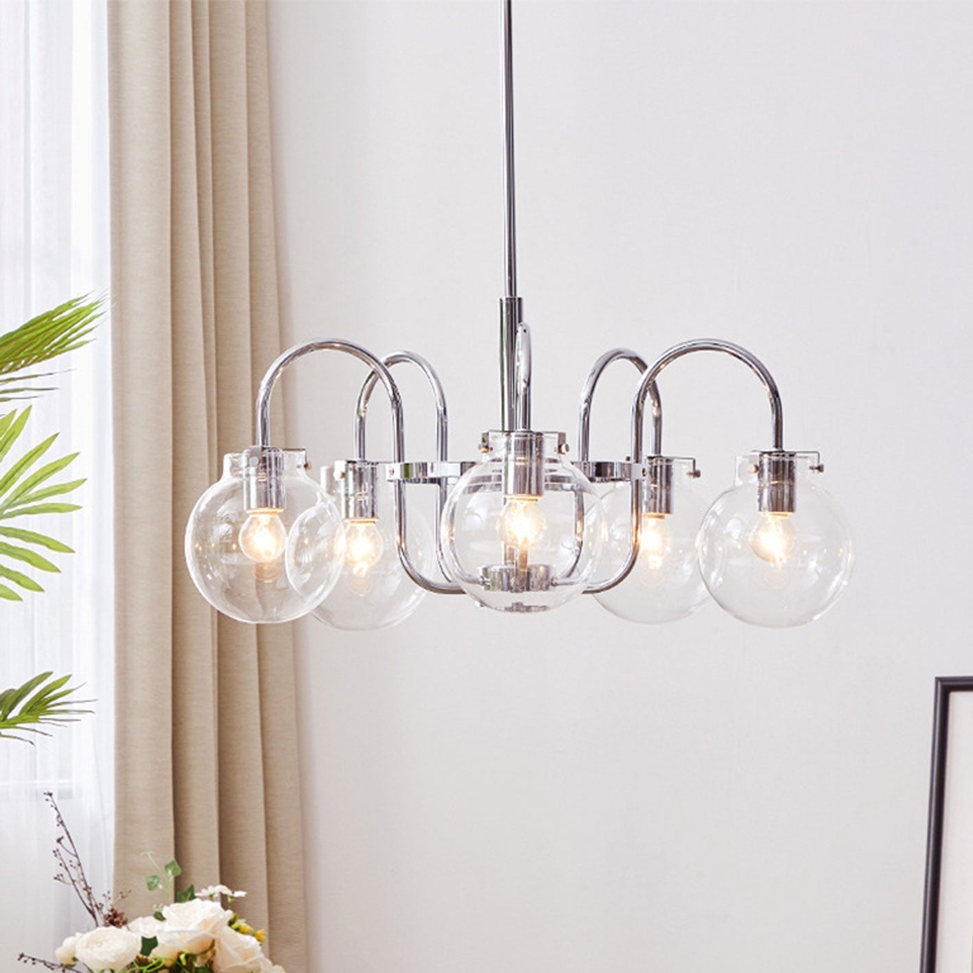 フレンチライトの高級ラウンドアイアンガラス4/5ライトアイランドライトシャンデリア