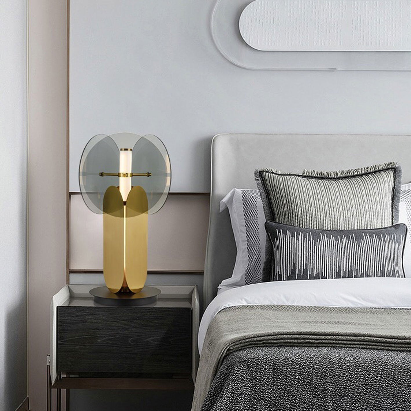 Modern Creative Splicing Glass Iron LED Table Lamp