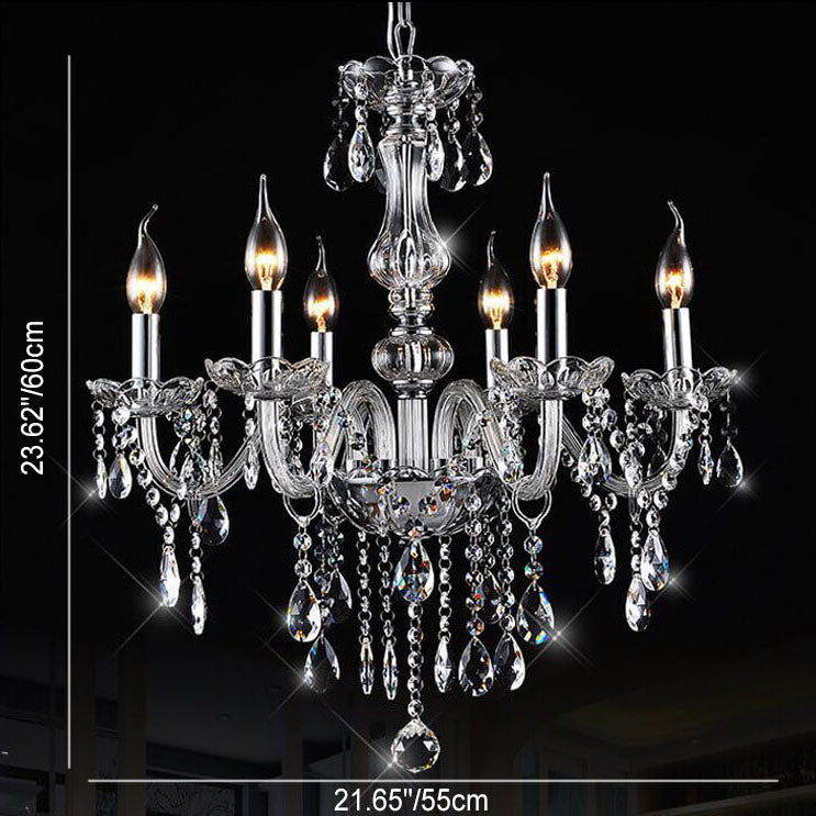 Contemporary Luxury Round Candelabra Glass 3/4/5/6 Light Chandelier For Living Room