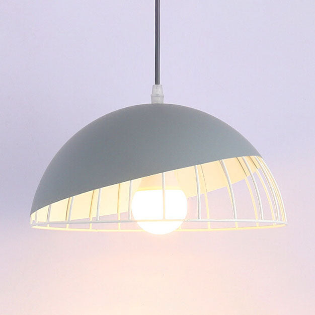 Nordic Macaron Aluminum 1-Light Wire Dome Cage Pendant Light